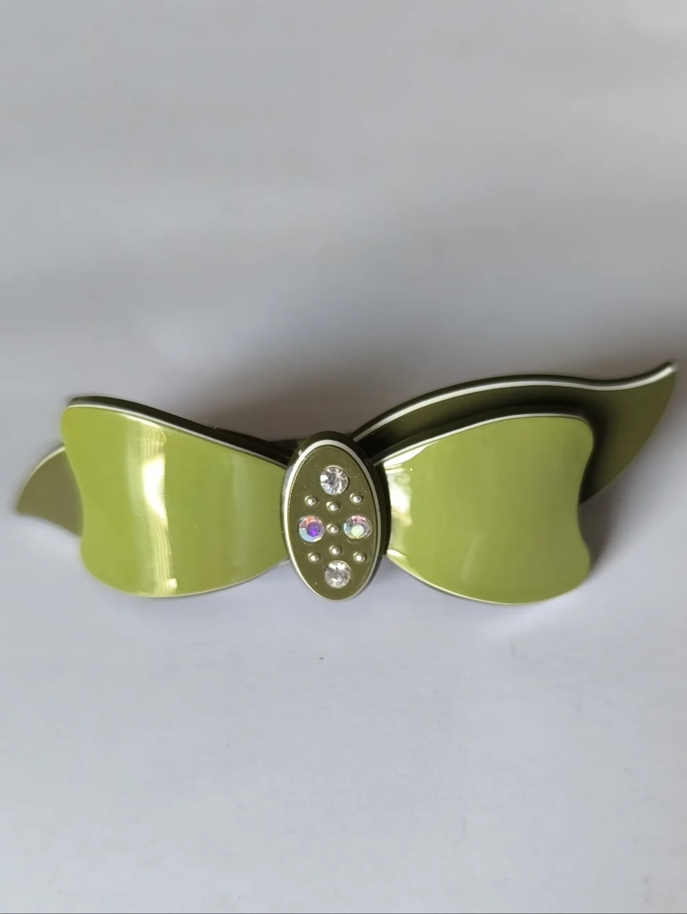 Green Hair Barrette Multi Crystals